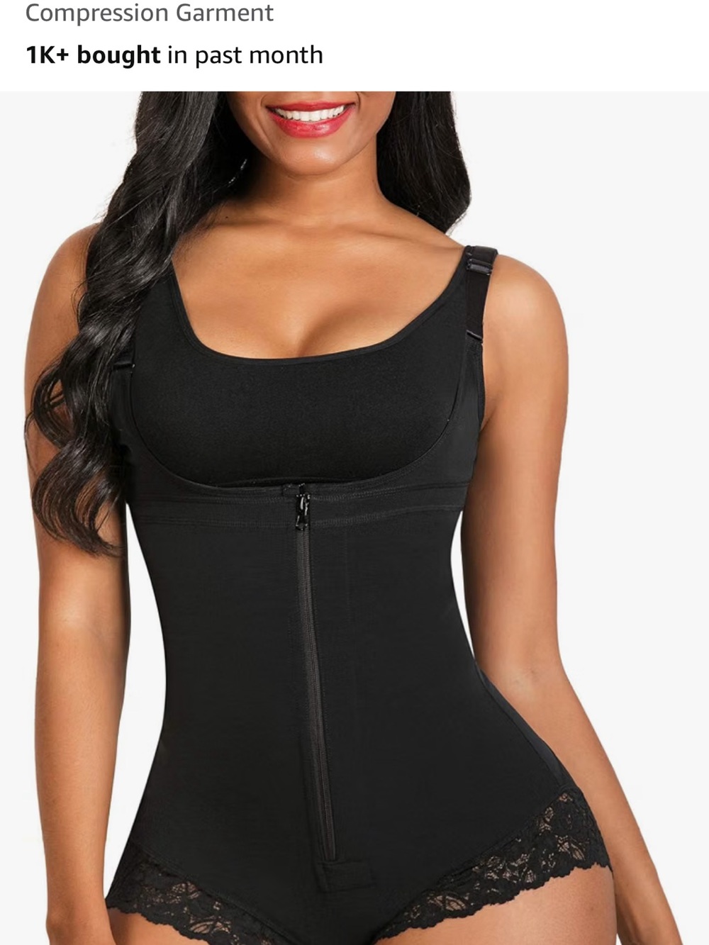 Zip-Front Black Sculpting Bodysuit Shapewear